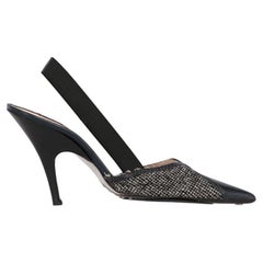 2000s Gianfranco Ferré Vintage slingback pumps with Black & White Wool insert