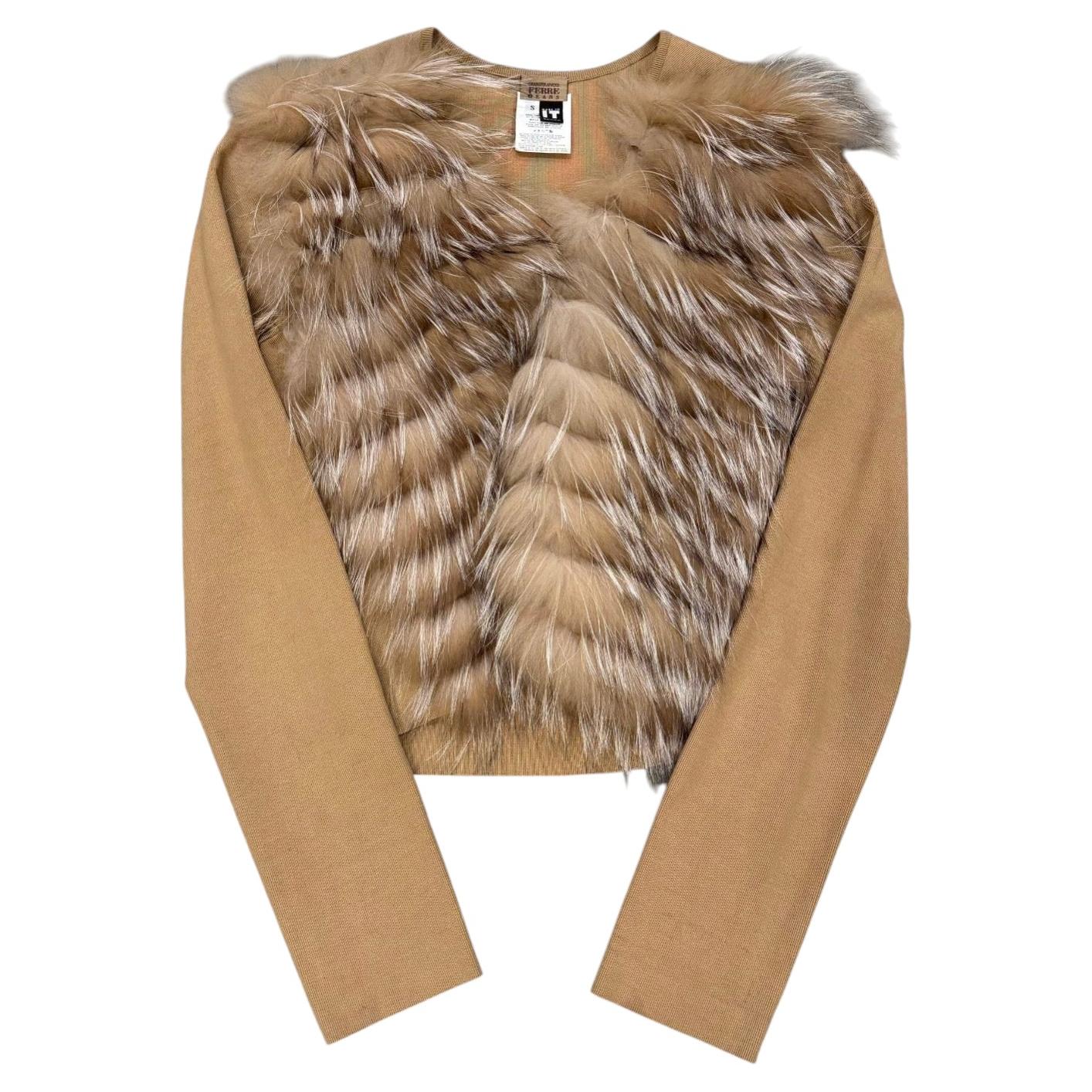 2000s Gianfranco Ferré wool and fox fur cardigan