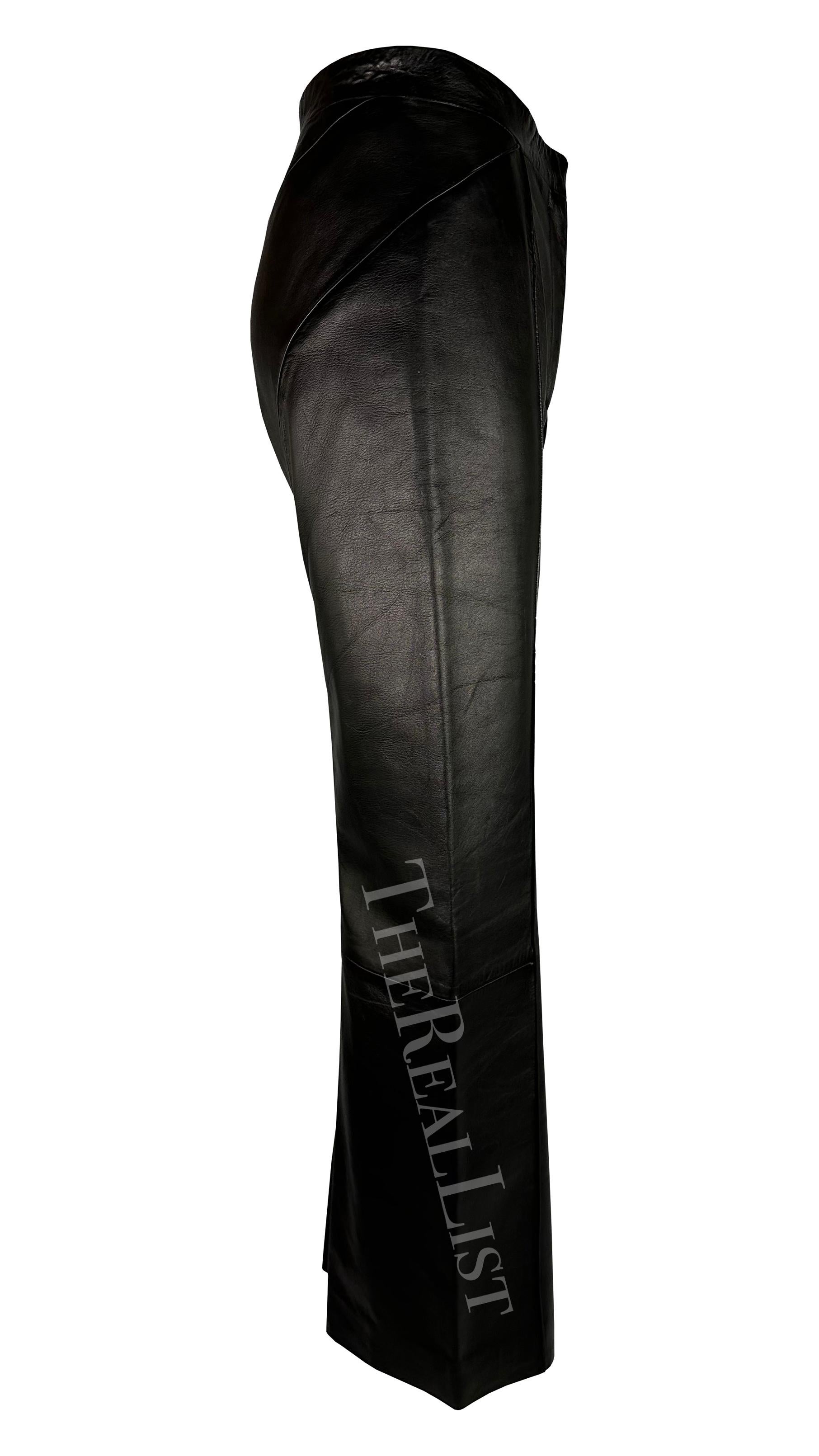 2000s Gianni Versace by Donatella Black Leather Wide Leg Pants  In Excellent Condition For Sale In West Hollywood, CA