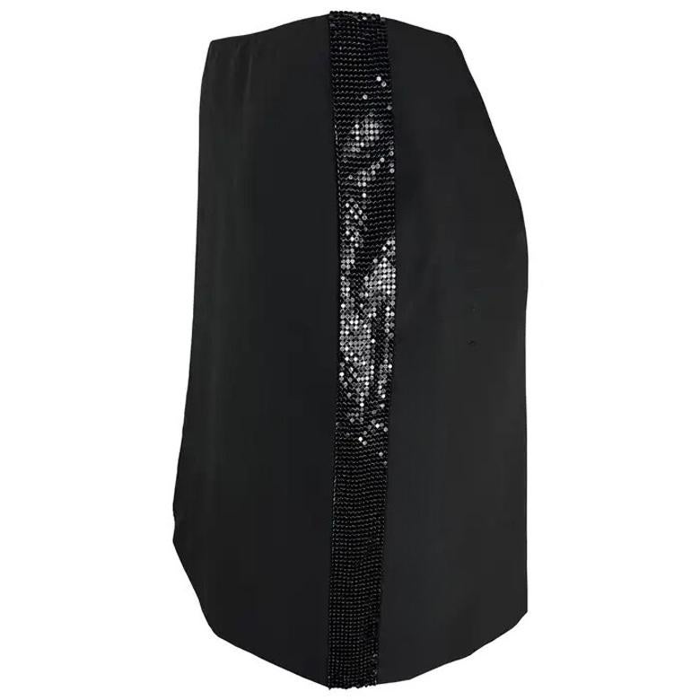 2000s Gianni Versace for Donatella Versace Minifalda con Adornos Metálicos Oroton Negro Y2K