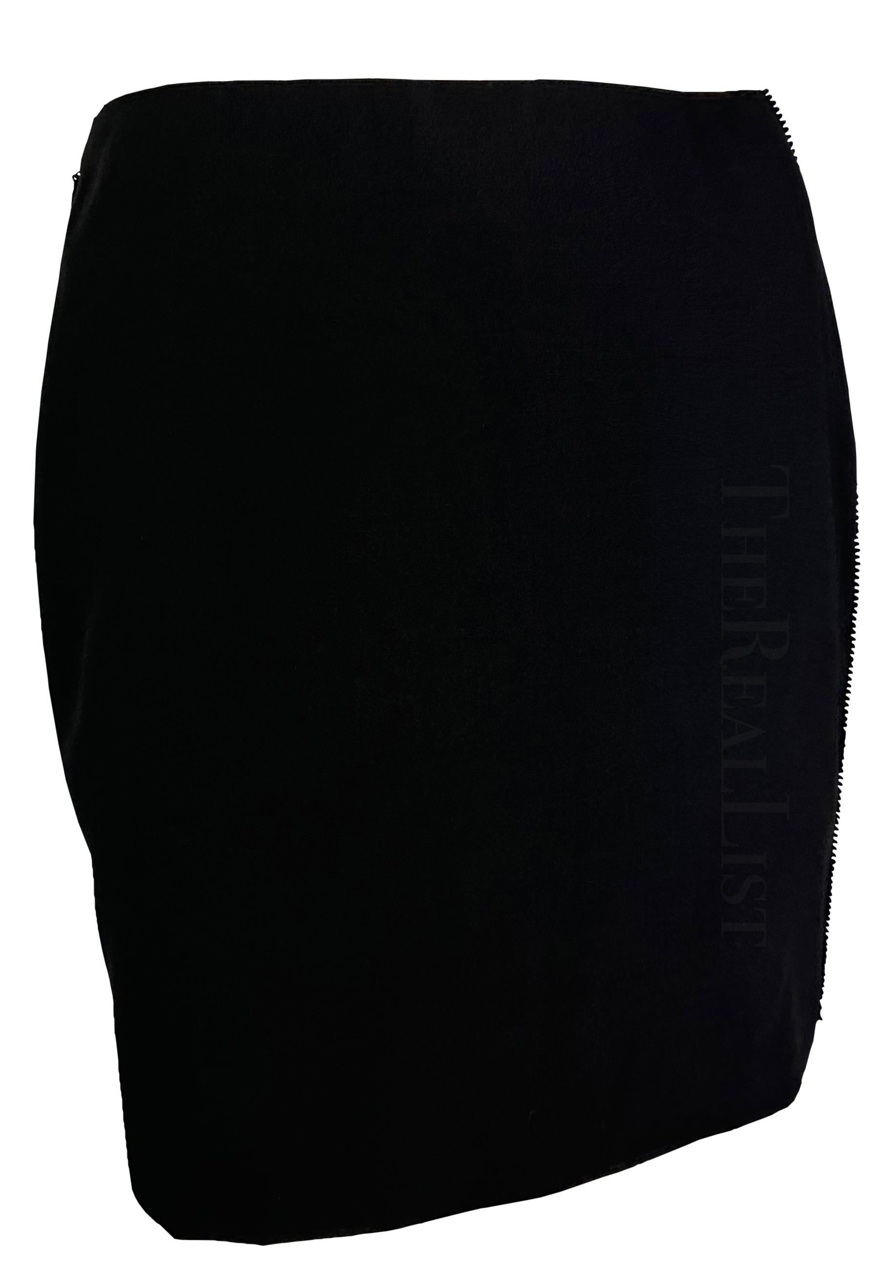 Women's 2000s Gianni Versace by Donatella Black Oroton Metal Trim Y2K Mini Skirt For Sale