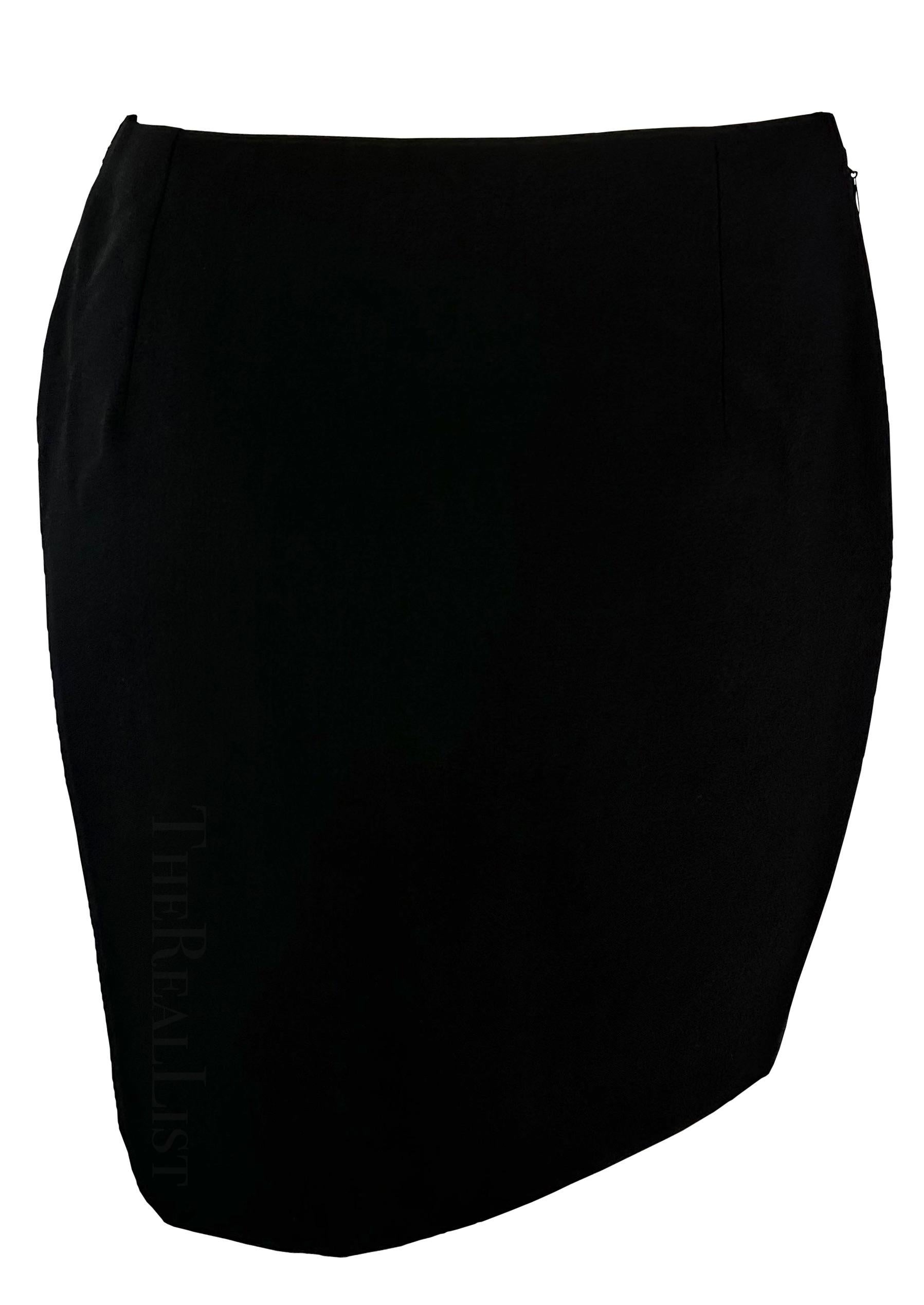 2000s Gianni Versace by Donatella Black Oroton Metal Trim Y2K Mini Skirt For Sale 2