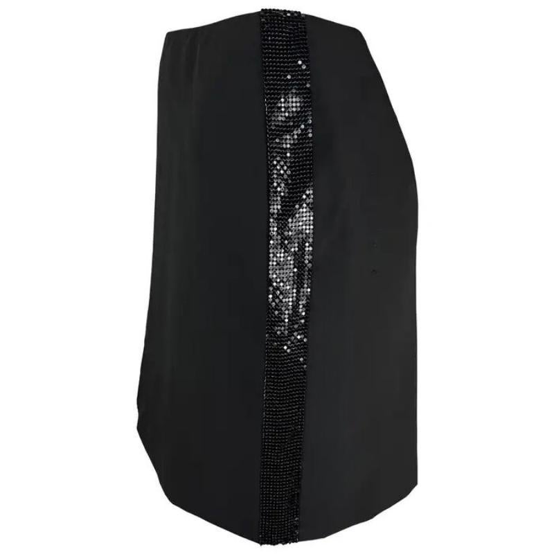 2000er Gianni Versace by Donatella Schwarzer Oroton Minirock mit Metallbesatz Y2K