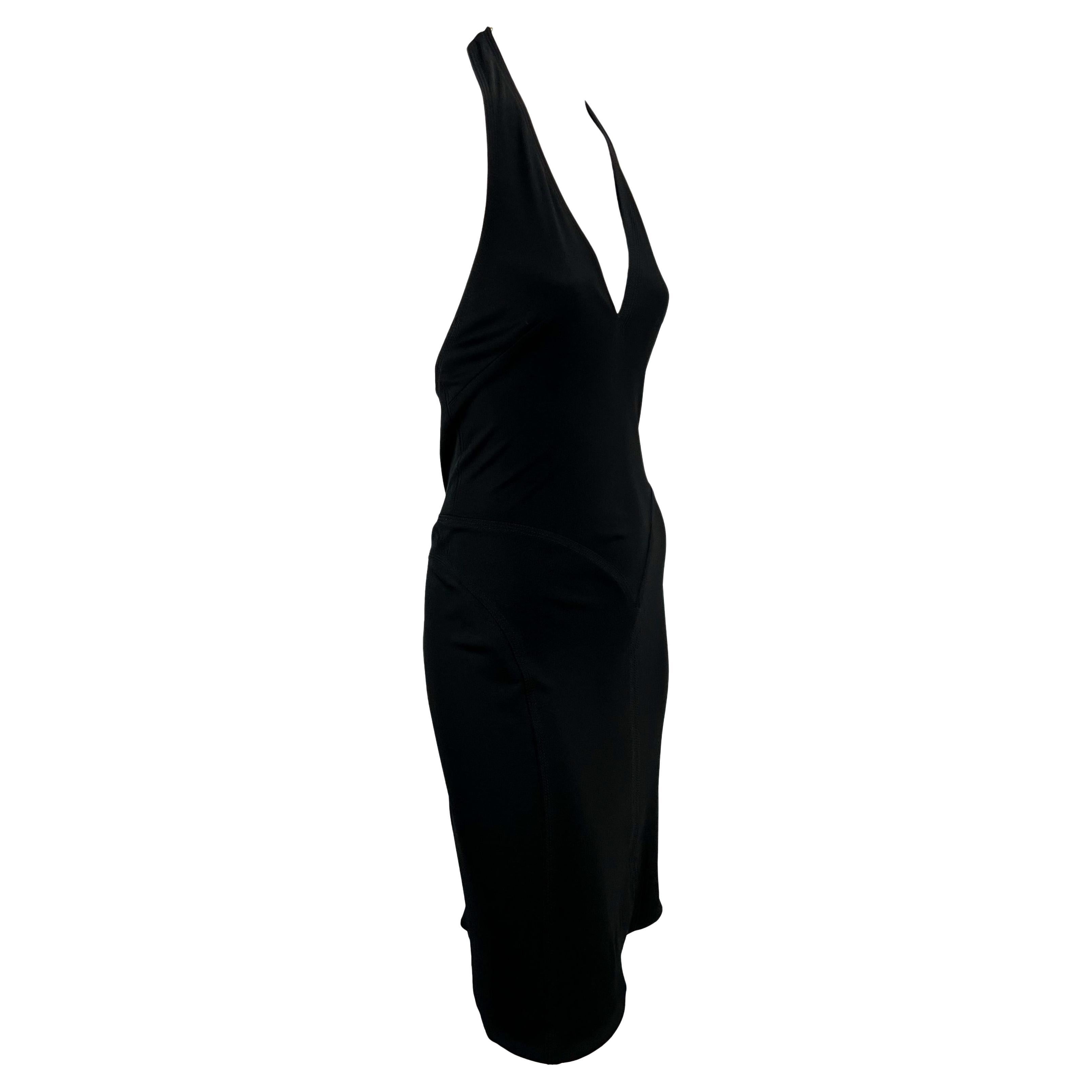 Robe dos nu Gianni Versace by Donatella Black Stretch des années 2000 Pour femmes en vente
