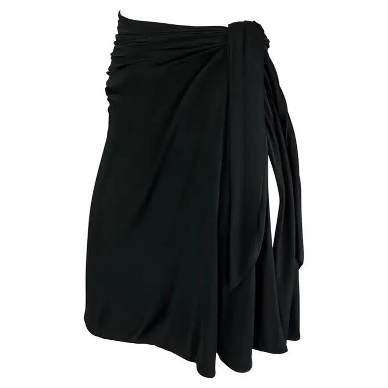 2000er Gianni Versace by Donatella Schwarzer asymmetrischer Y2K-Rock mit Wickelschliff