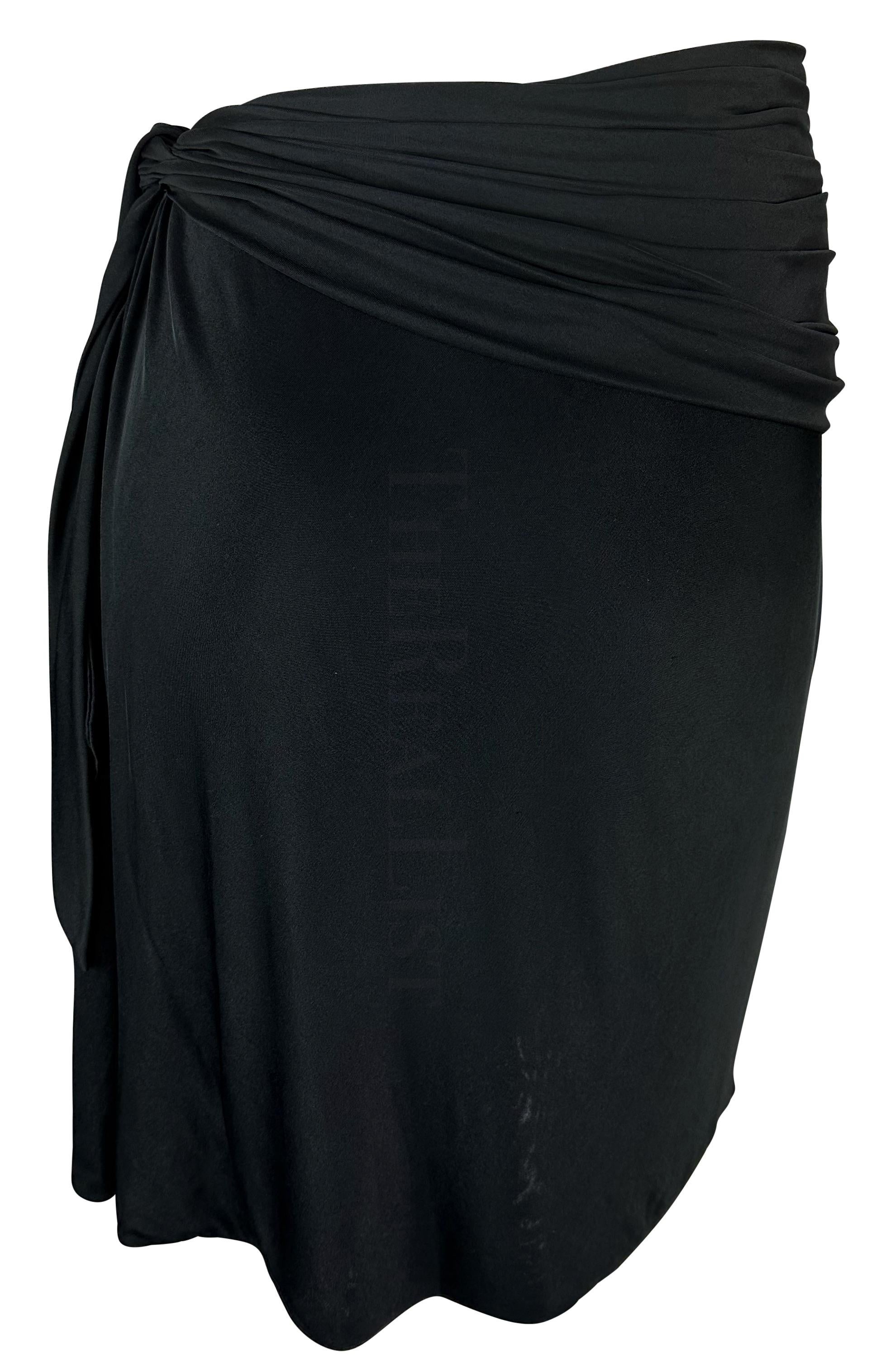 2000s Gianni Versace by Donatella Black Wrap Slit Asymmetric Y2K Skirt In Excellent Condition For Sale In West Hollywood, CA