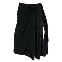 2000s Gianni Versace by Donatella Black Wrap Slit Asymmetric Y2K Skirt