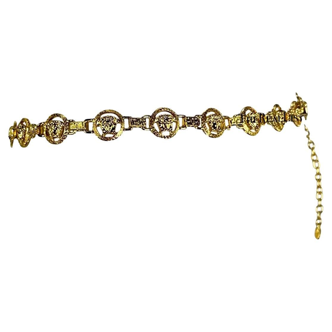 Women's 2000s Gianni Versace by Donatella Gold Tone Medusa Medallion Chain Belt For Sale