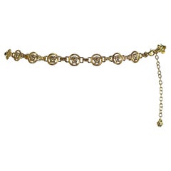2000s Gianni Versace by Donatella Gold Tone Medusa Medallion Chain Belt