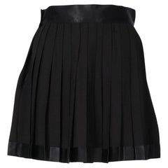 2000s Gianni Versace pleated black silk miniskirt