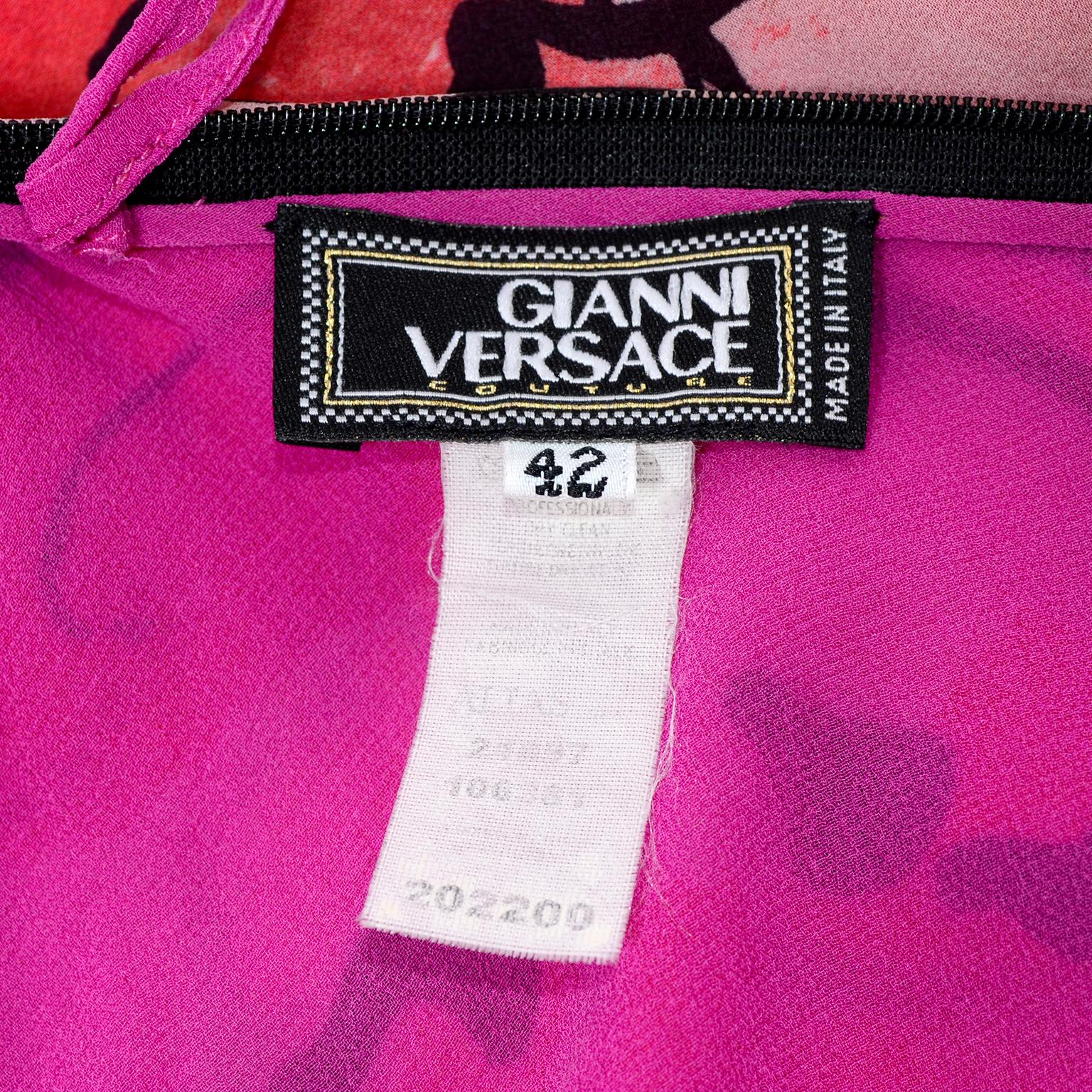 2000s Gianni Versace Silk Floral HIgh Slit Halter Dress For Sale 6