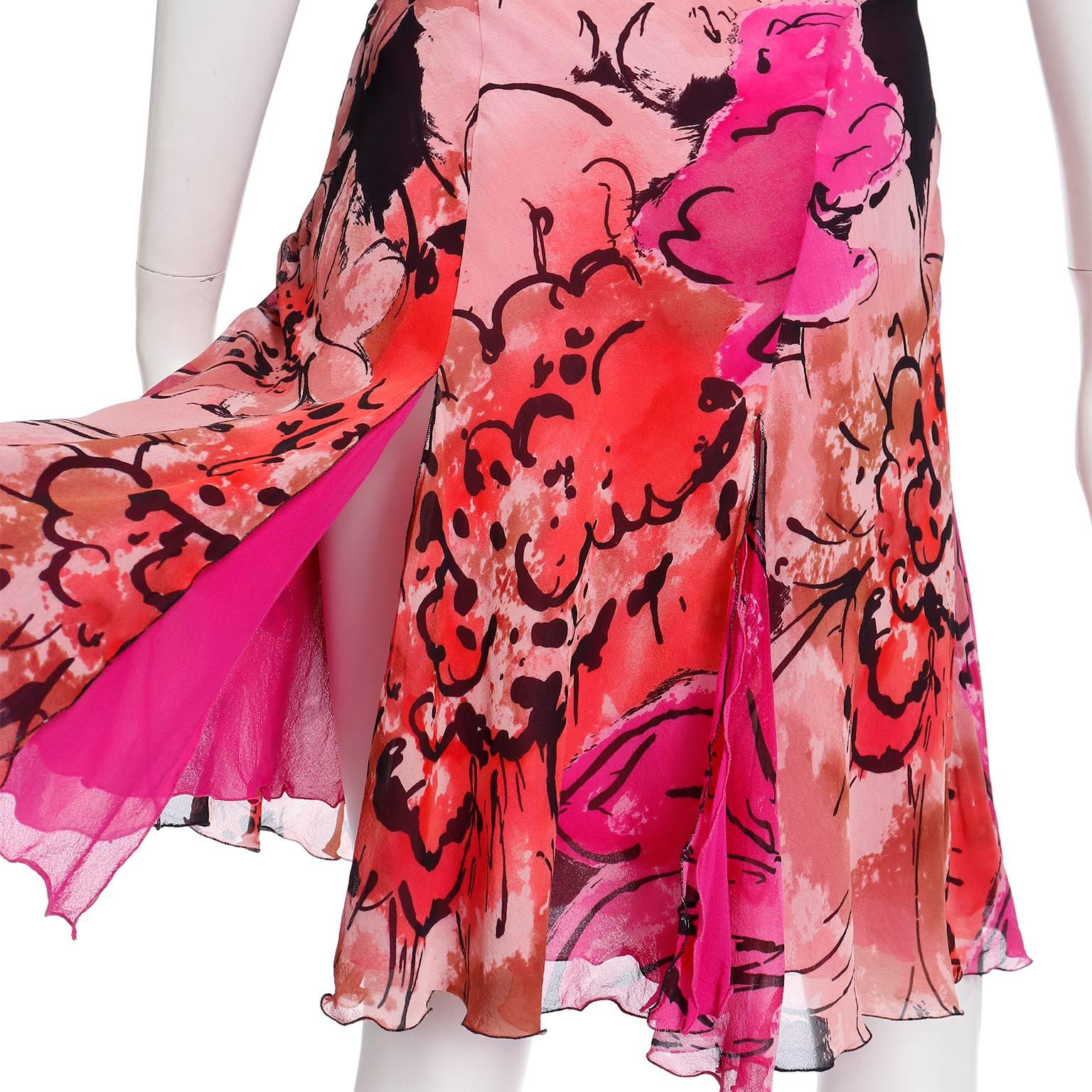 2000s Gianni Versace Silk Floral HIgh Slit Halter Dress For Sale 4