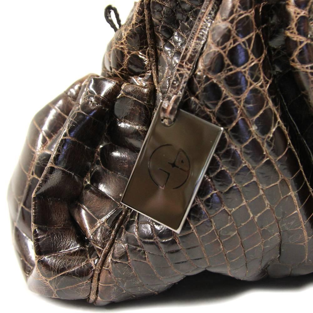 2000er Giorgio Armani braune Krokoledertasche im Zustand „Gut“ in Lugo (RA), IT