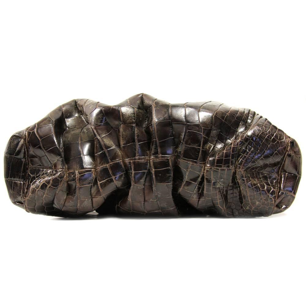 2000er Giorgio Armani braune Krokoledertasche Damen