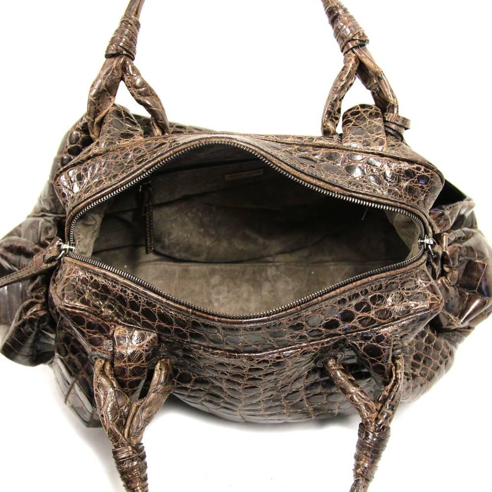 Women's 2000s Giorgio Armani Brown Crocodile Leather Bag