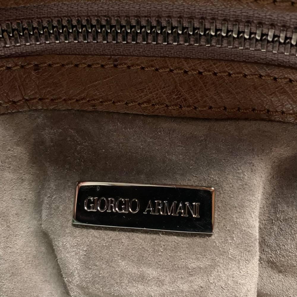 Brown 2000s Giorgio Armani brown ostrich leather handbag