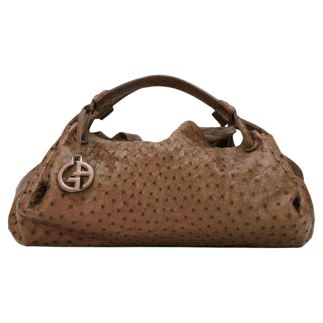 2000s Giorgio Armani brown ostrich leather handbag