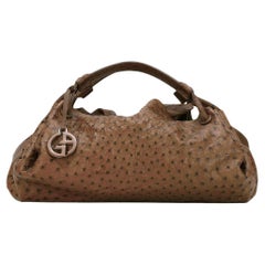 Used 2000s Giorgio Armani brown ostrich leather handbag