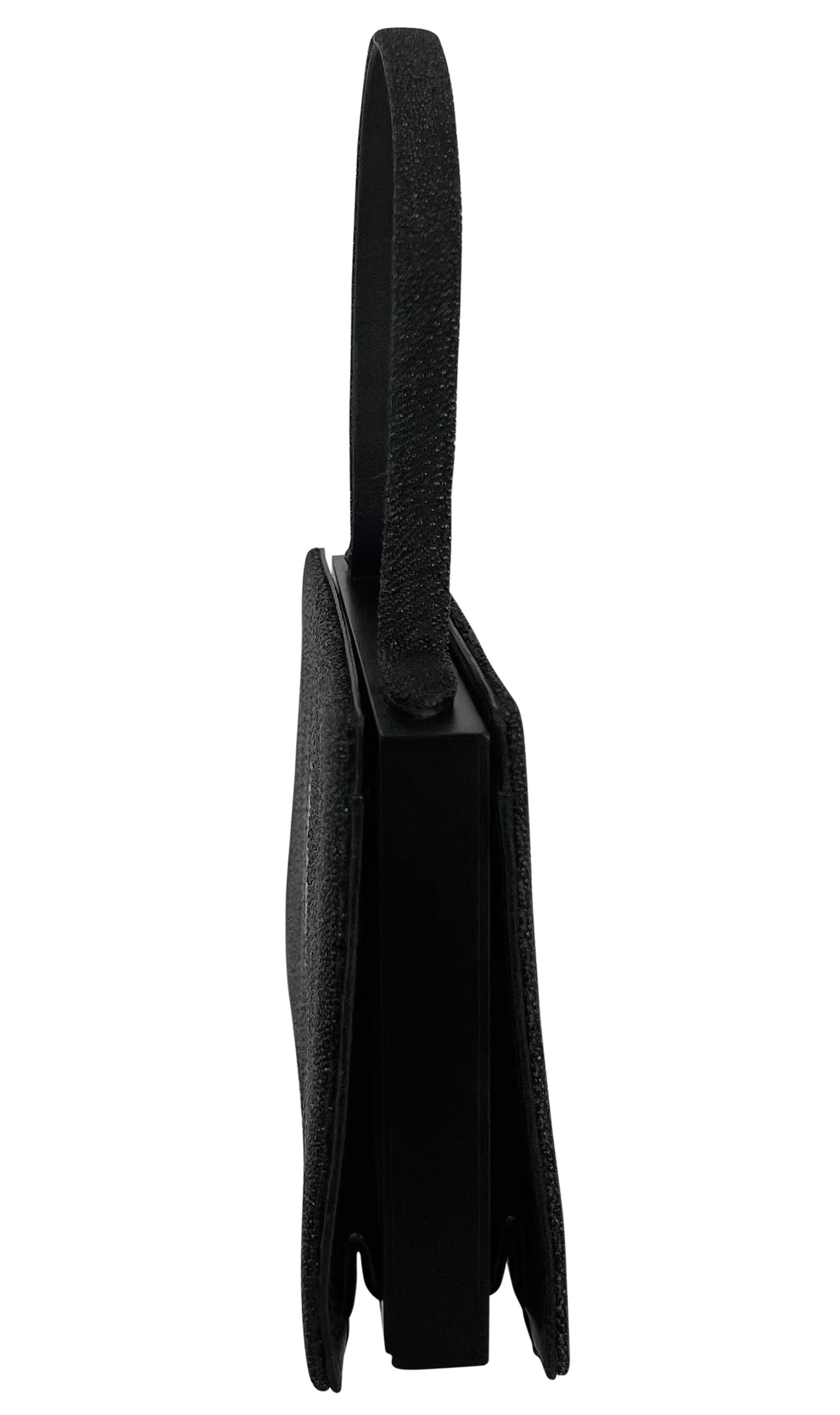 2000s Giorgio Armani Faux Stingray Black Shagreen Wood Frame Mini Evening Bag In Good Condition For Sale In West Hollywood, CA