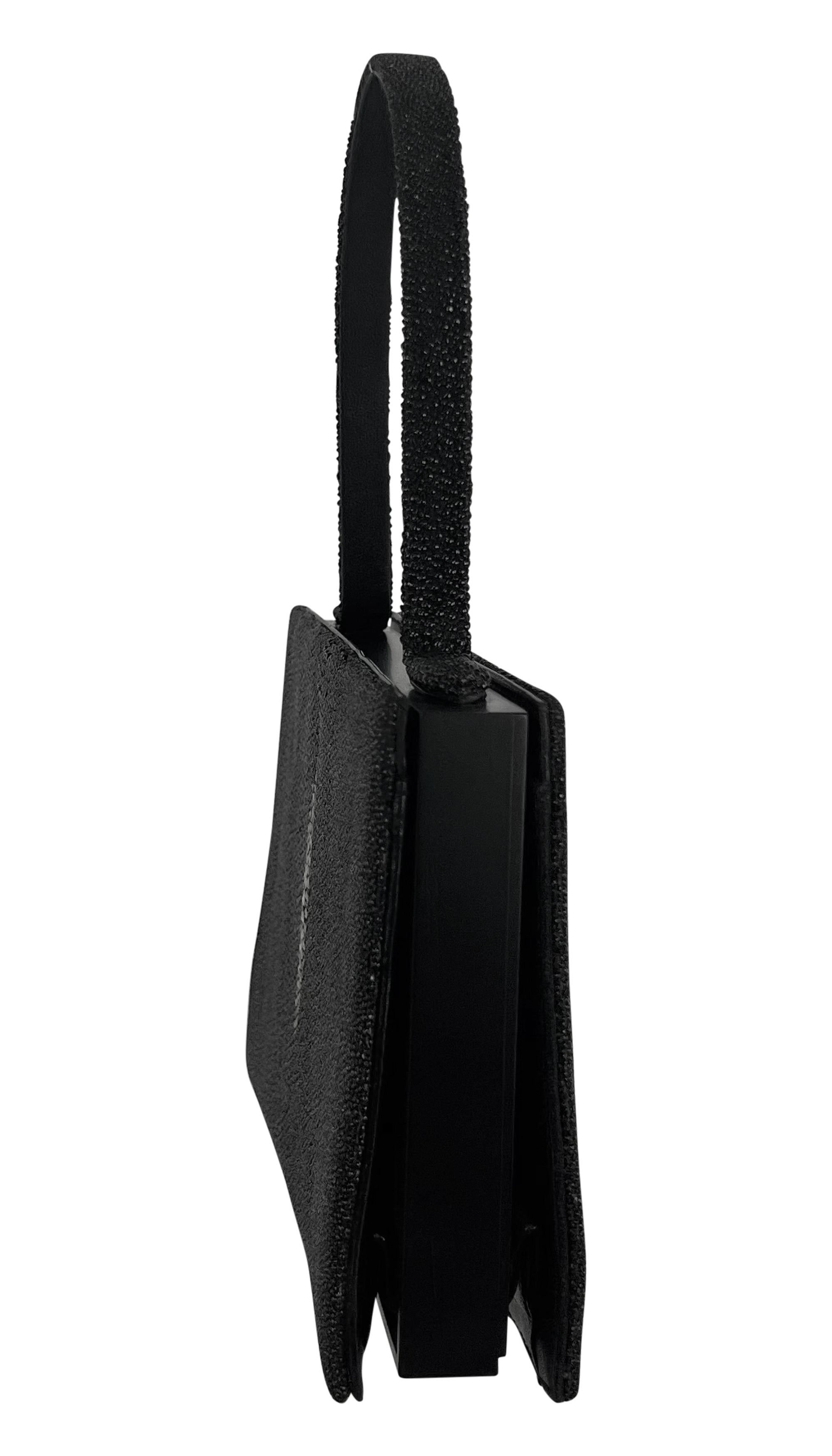 2000s Giorgio Armani Faux Stingray Black Shagreen Wood Frame Mini Evening Bag For Sale 2