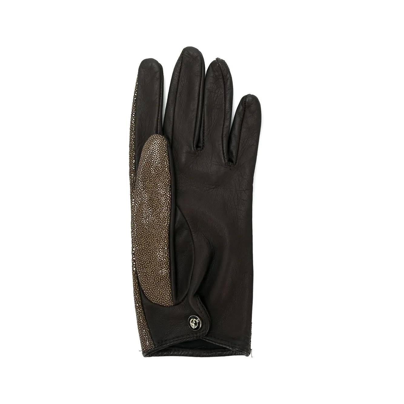 Black 2000s Giorgio Armani Leather Gloves