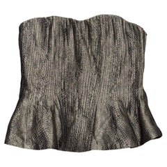 2000s Giorgio Armani pleated peplum bustier with snakeskin print
