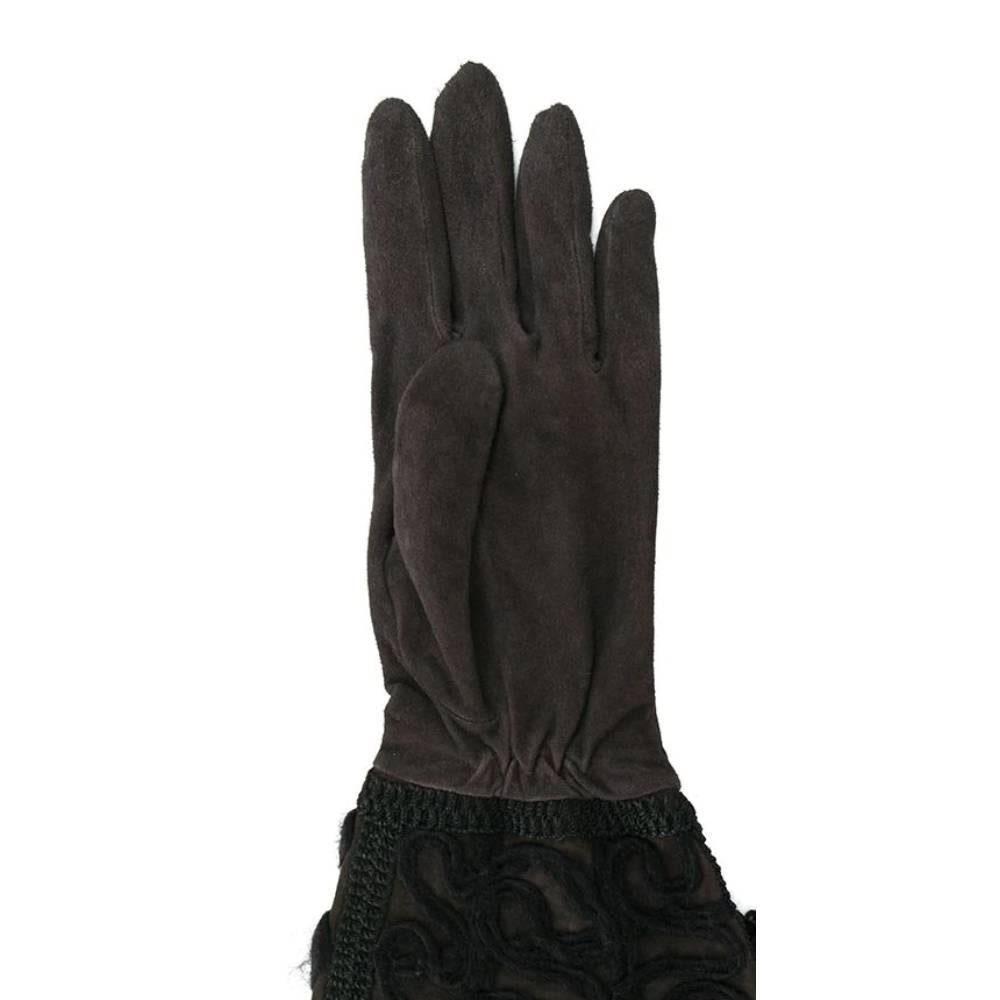 Black 2000s Giorgio Armani Suede Gloves