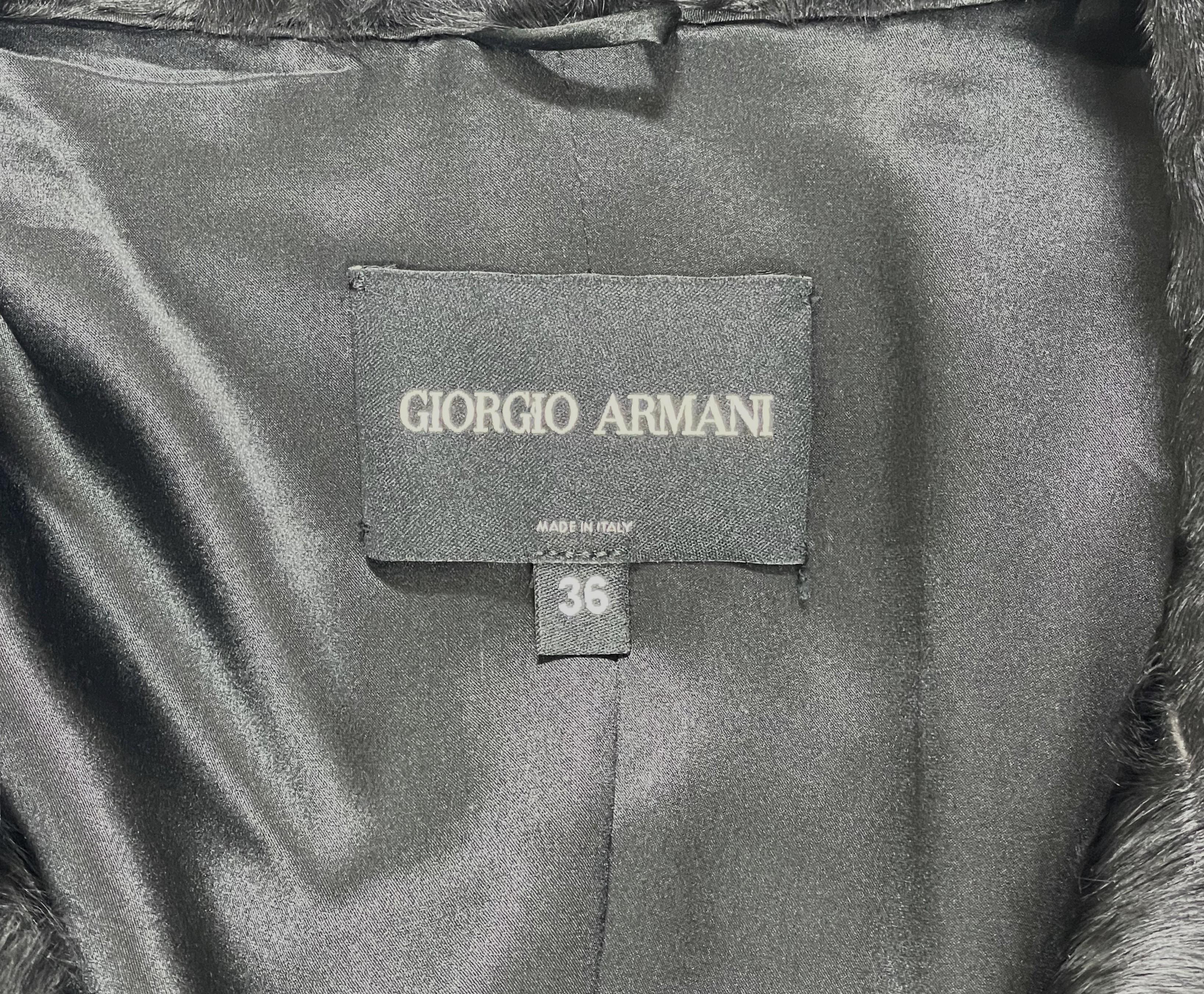 2000's Giorgio Armani Victorian Style Ruffles Black Fur Coat Jacket 1