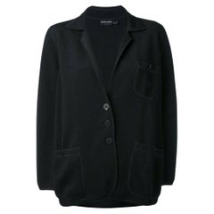 2000s Giorgio Armani Vintage Black Classic Logoed Blazer