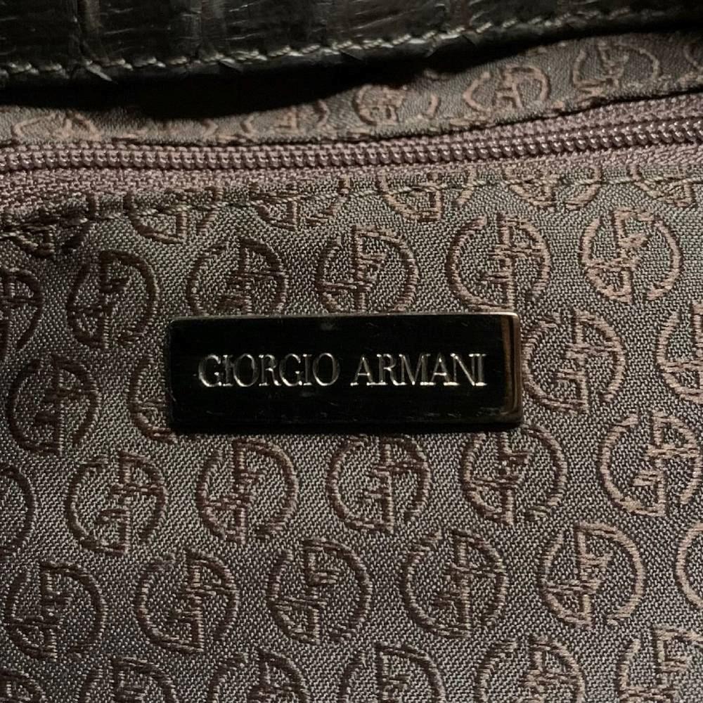 Black 2000s Giorgio Armani Vintage brown snake skin bag For Sale