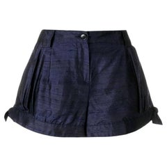 2000s Giorgio Armani Vintage dark blue shantung silk shorts