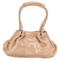 2000s Giorgio Armani Vintage nude pink crocodile leather handbag