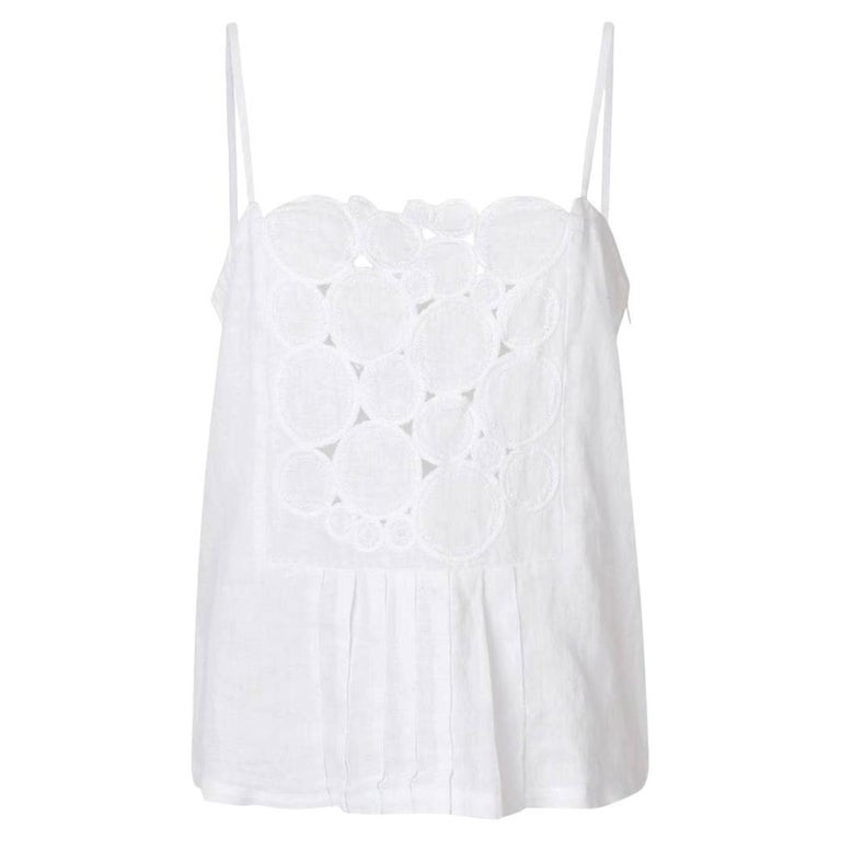 2000s Giorgio Armani Vintage white linen embroidered top For Sale at ...