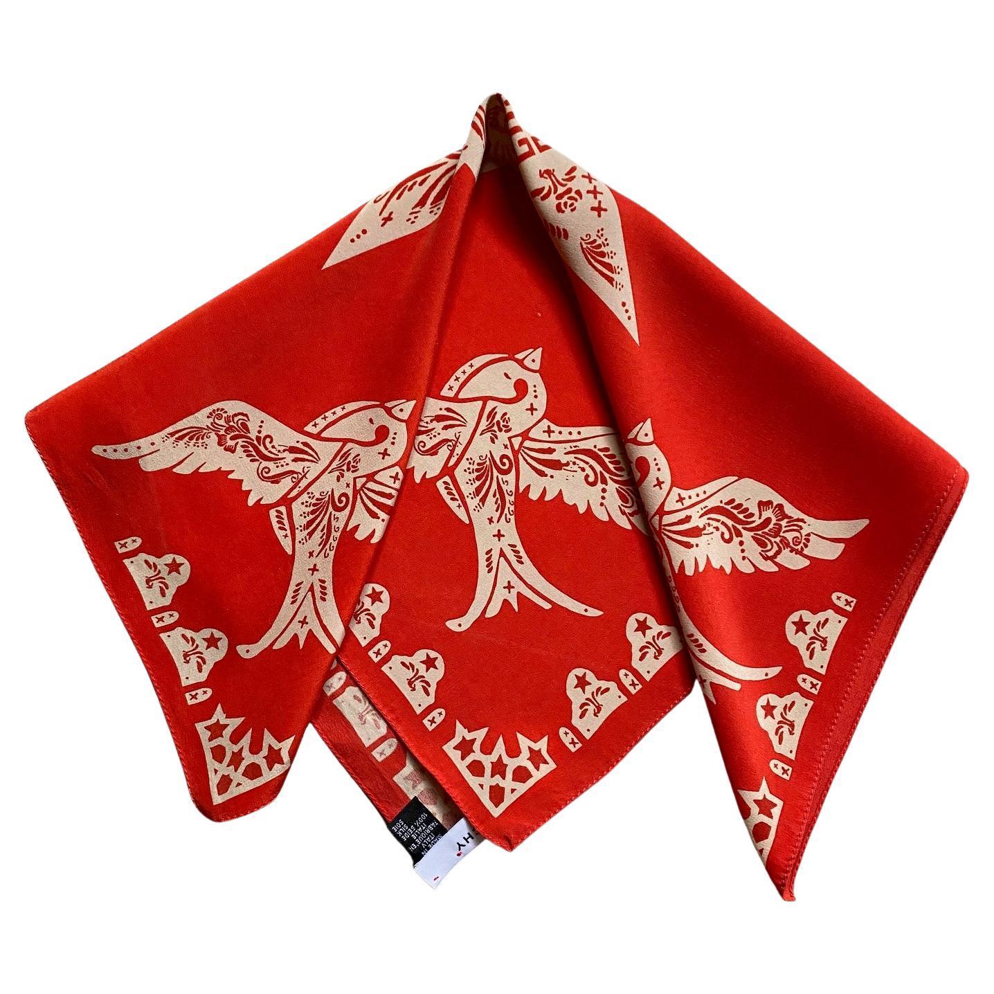 Red 2000s Givenchy  Bird Star Neckerchief  Scarf  For Sale