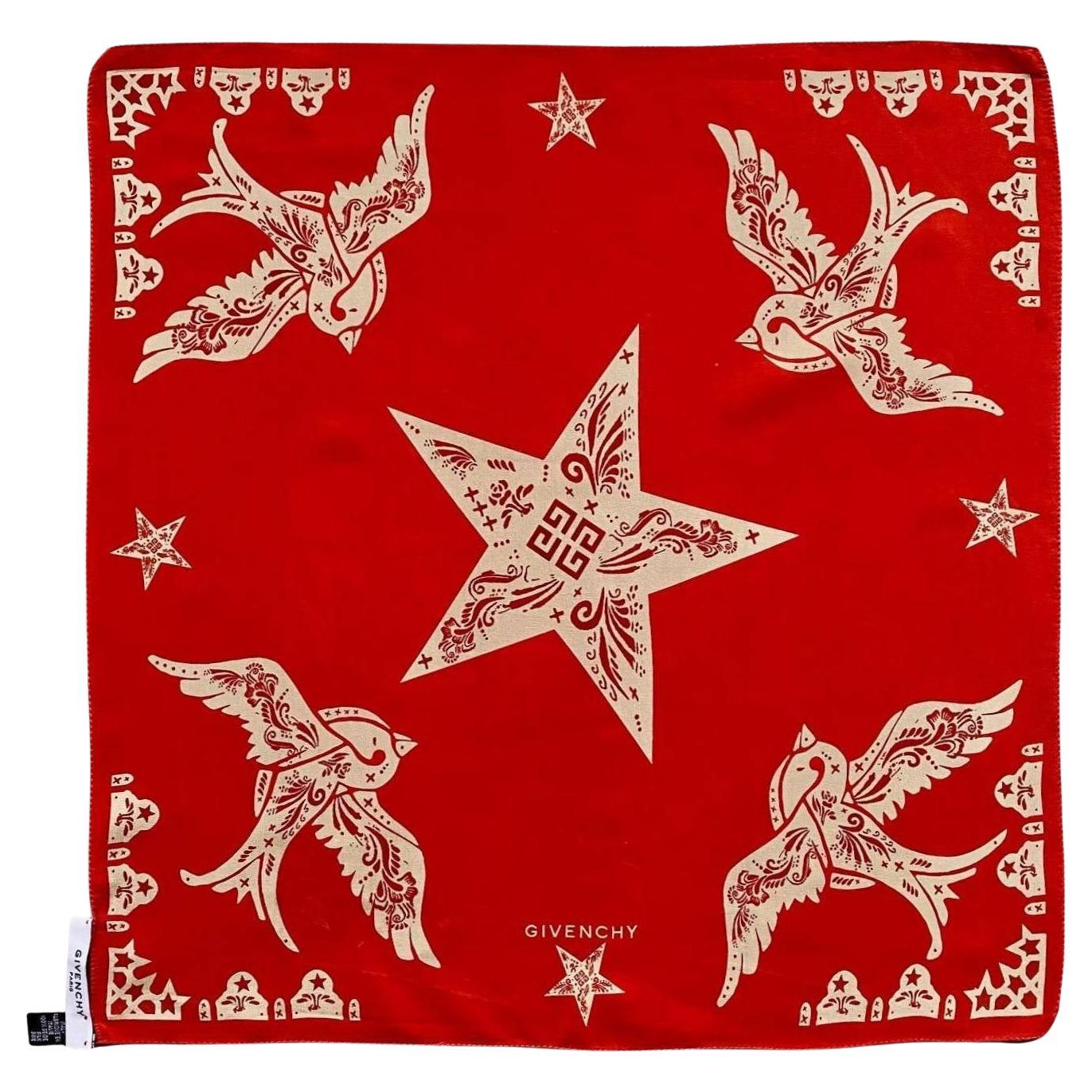 2000s Givenchy  Bird Star Neckerchief  Scarf 