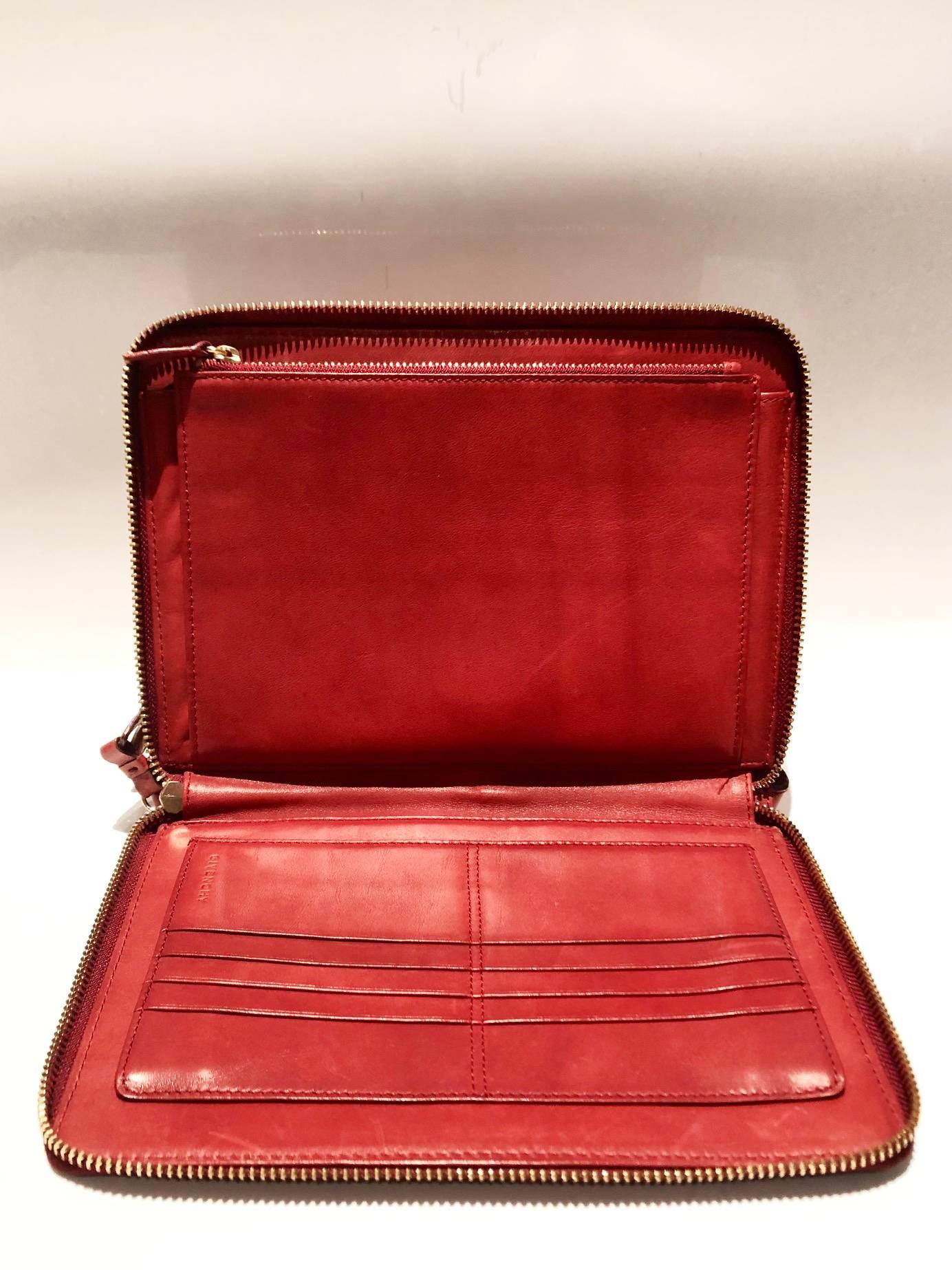 2000s Givenchy Burgundy Monogram Logo Print Leather Bag 1