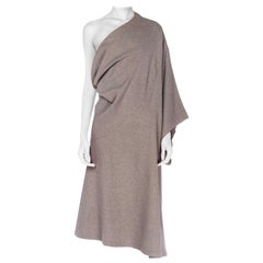 2000S Grey Wool Asymmetrical One Sleeve Dress