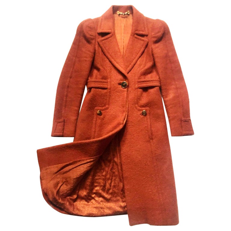 2000s Gucci Alpaca Terracotta Wool Coat For Sale at 1stDibs