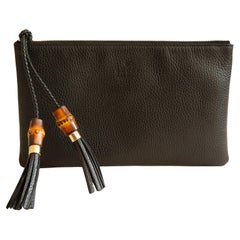 2000s Gucci Bamboo Black Leather Clutch