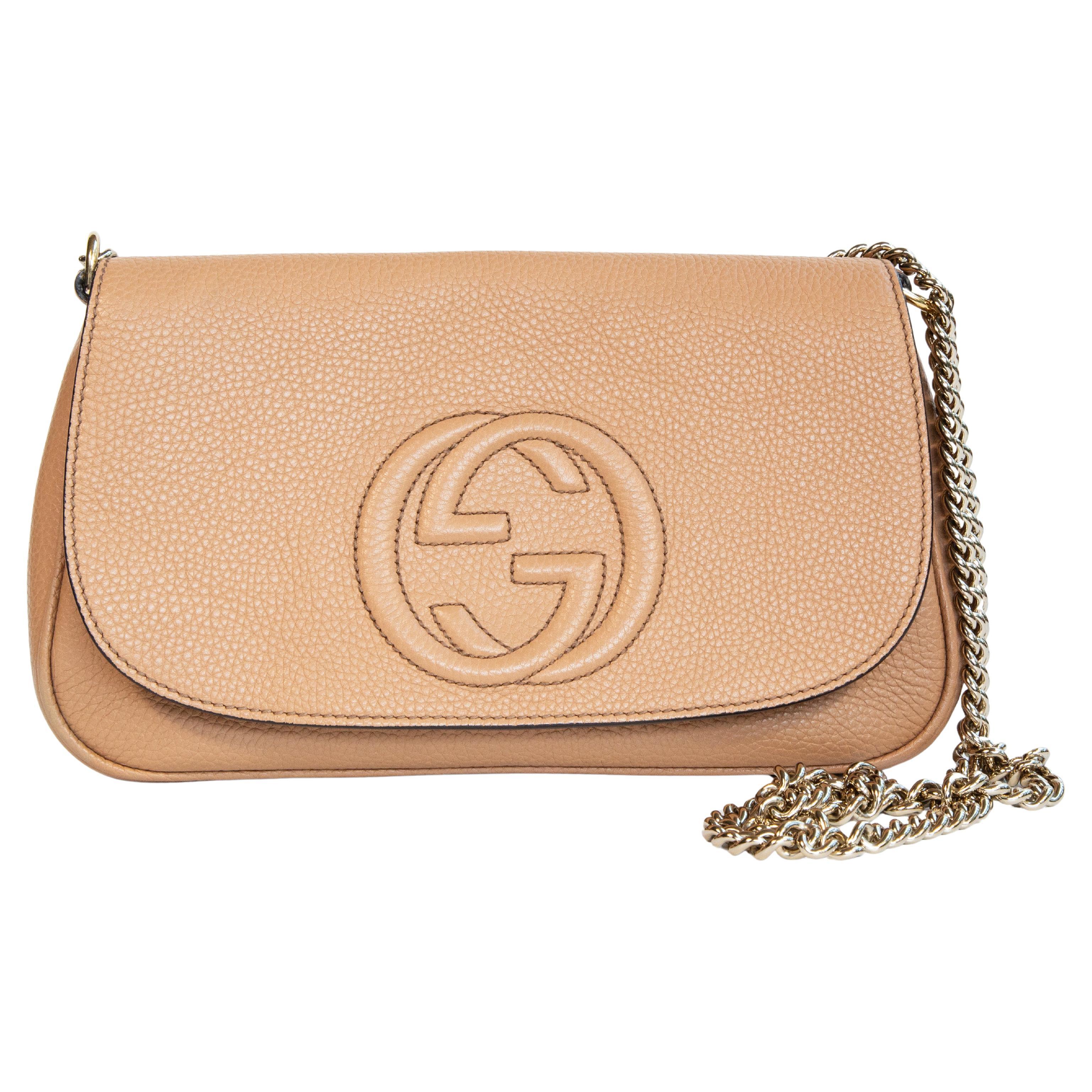 2000s Gucci  Beige Soho Long Flap Crossbody Bag