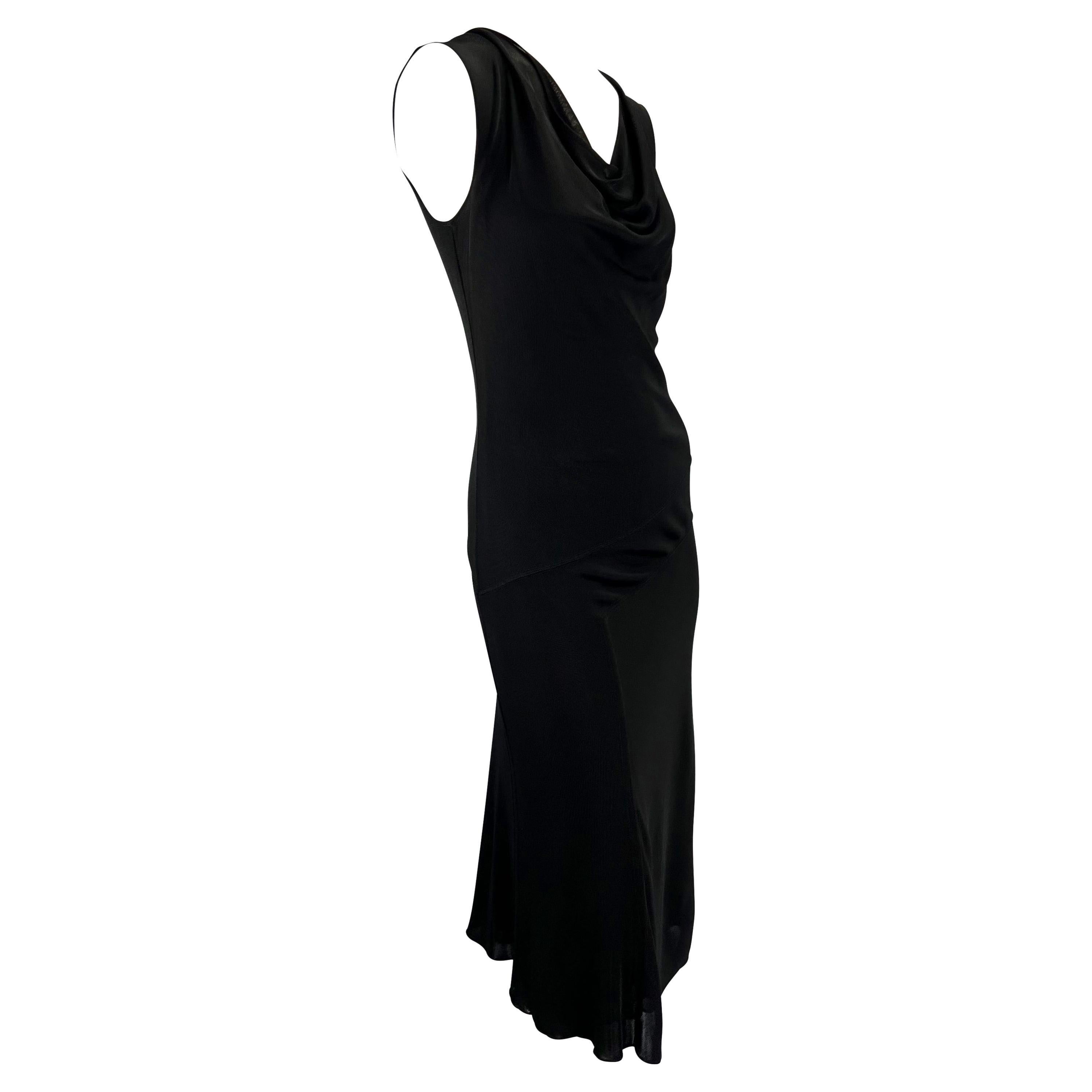 2000s Gucci Black Asymmetric Knit Sleeveless Stretch Cowl Neck Dress For Sale 1
