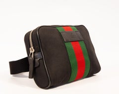 2000s Gucci Black Canvas with Gucci Race Strap Belt Bag
