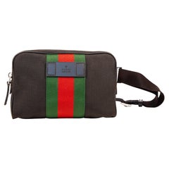 2000s Gucci Black Canvas with Gucci Race Strap Belt Bag