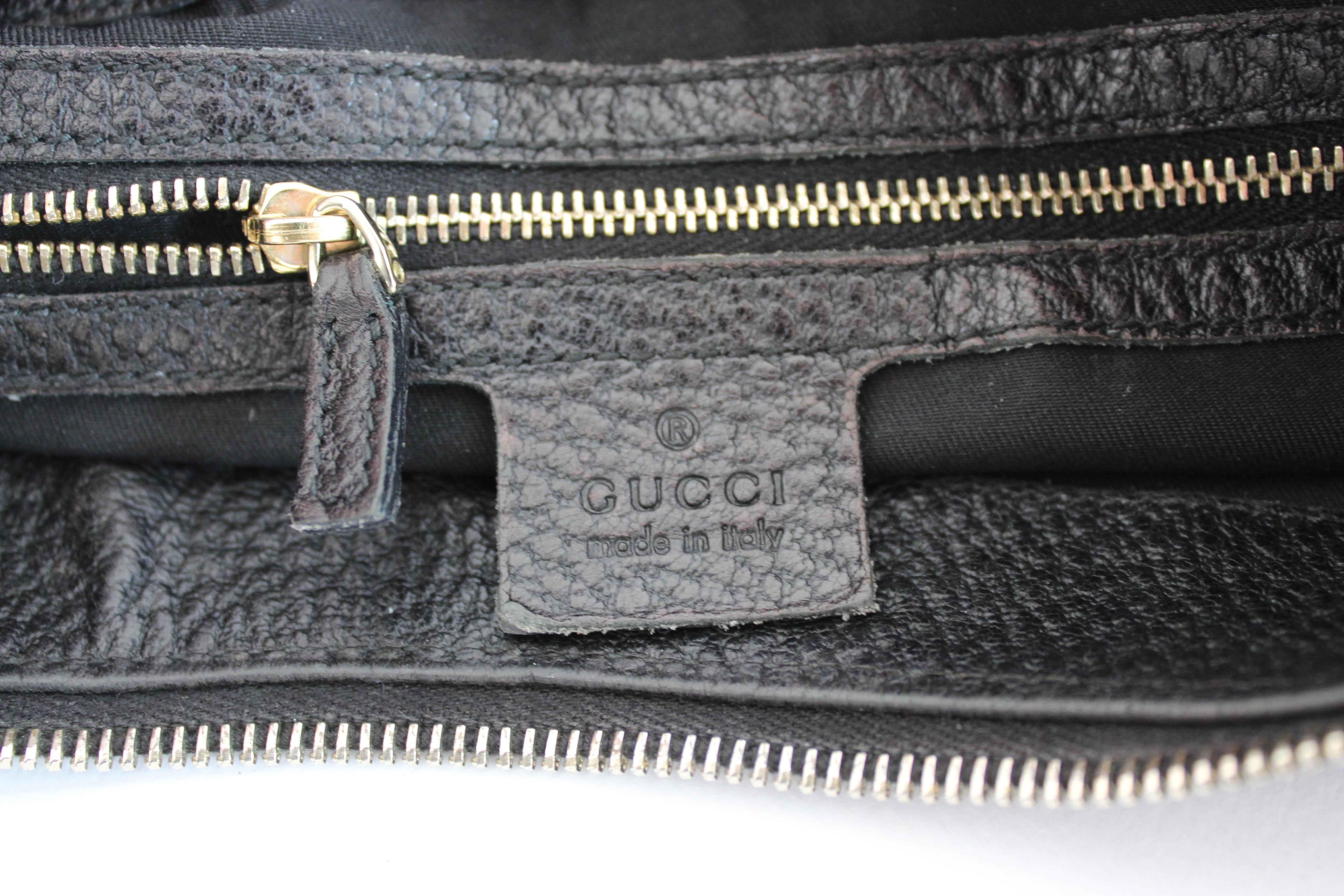 2000s Gucci Black Leather Bamboo Ring Half Moon Hobo Shoulder Bag 4