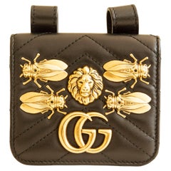 2000s Gucci Black Leather 'GG Marmont' Quilted Belt Pouch