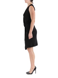 2000S GUCCI Black Rayon Jersey Low Cut Cocktail Dress