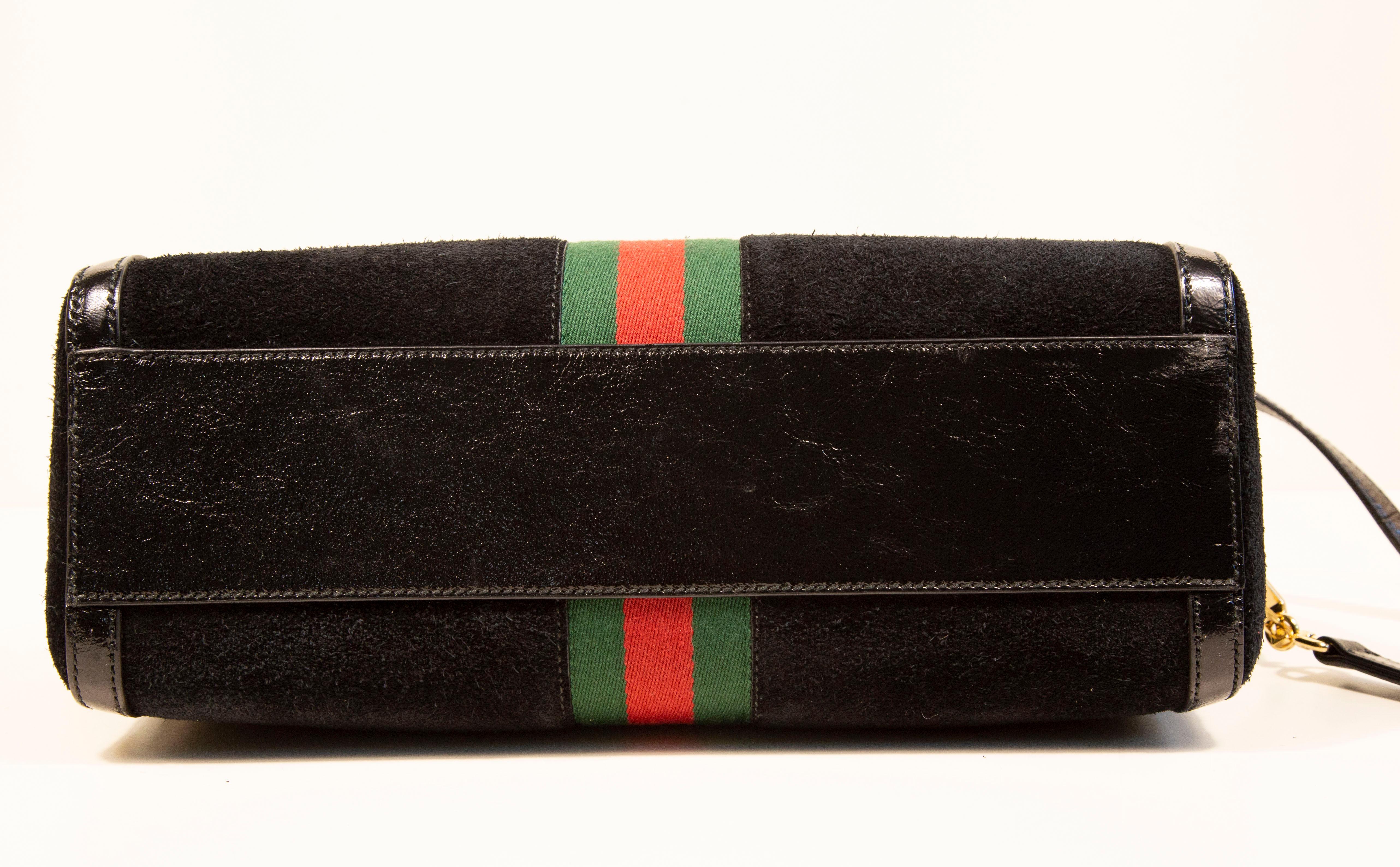 2000s Gucci Black Suede Ophidia Boston Crossbody Top Handle Bag 7