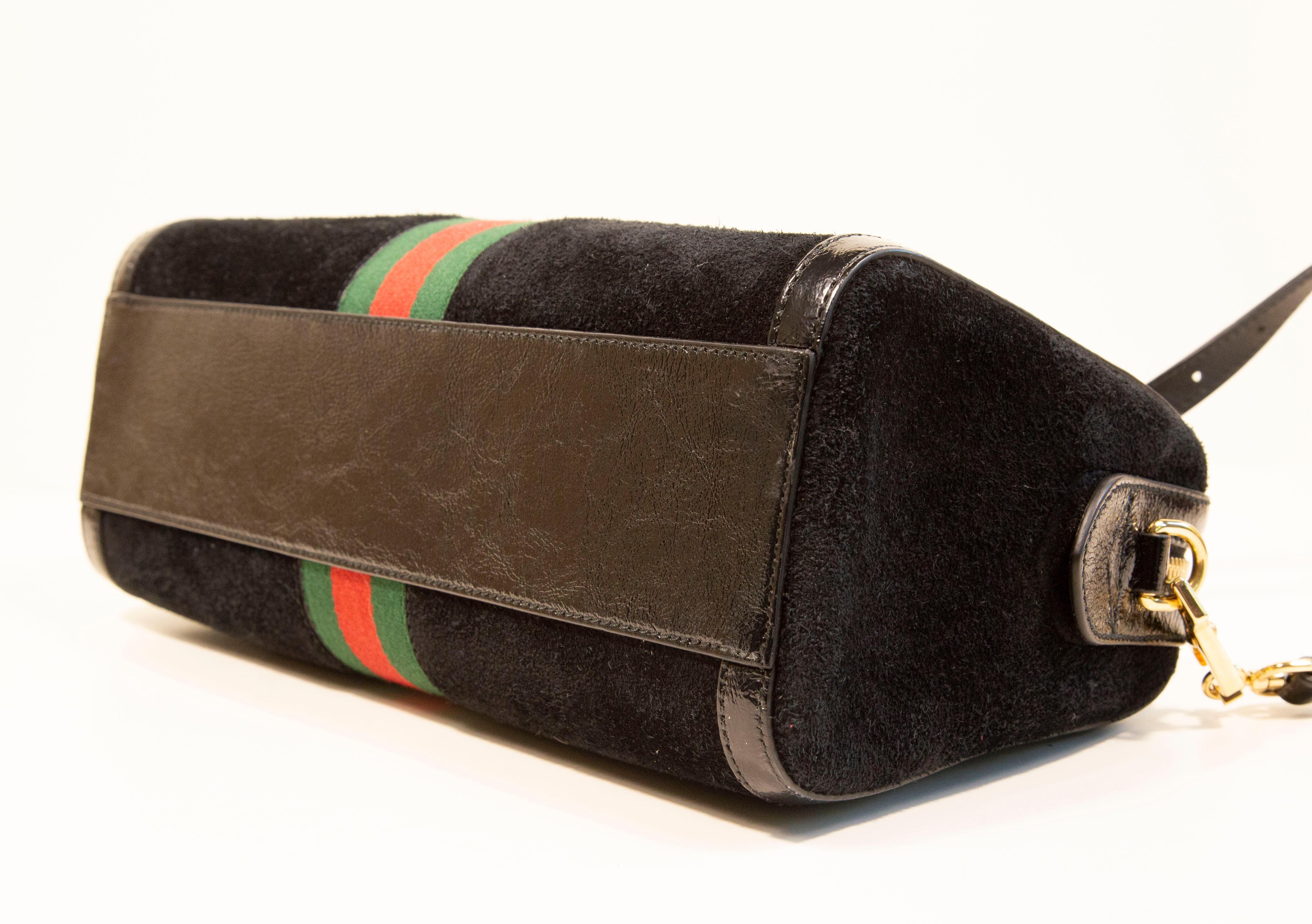2000s Gucci Black Suede Ophidia Boston Crossbody Top Handle Bag 9