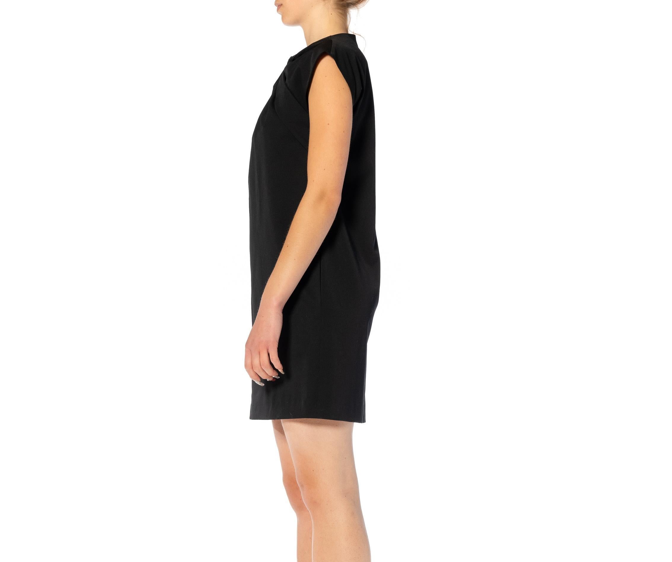 2000S GUCCI Black Wool Sleeveless Cocktail Dress With Asymmetrical Gathered Nec In Excellent Condition For Sale In New York, NY