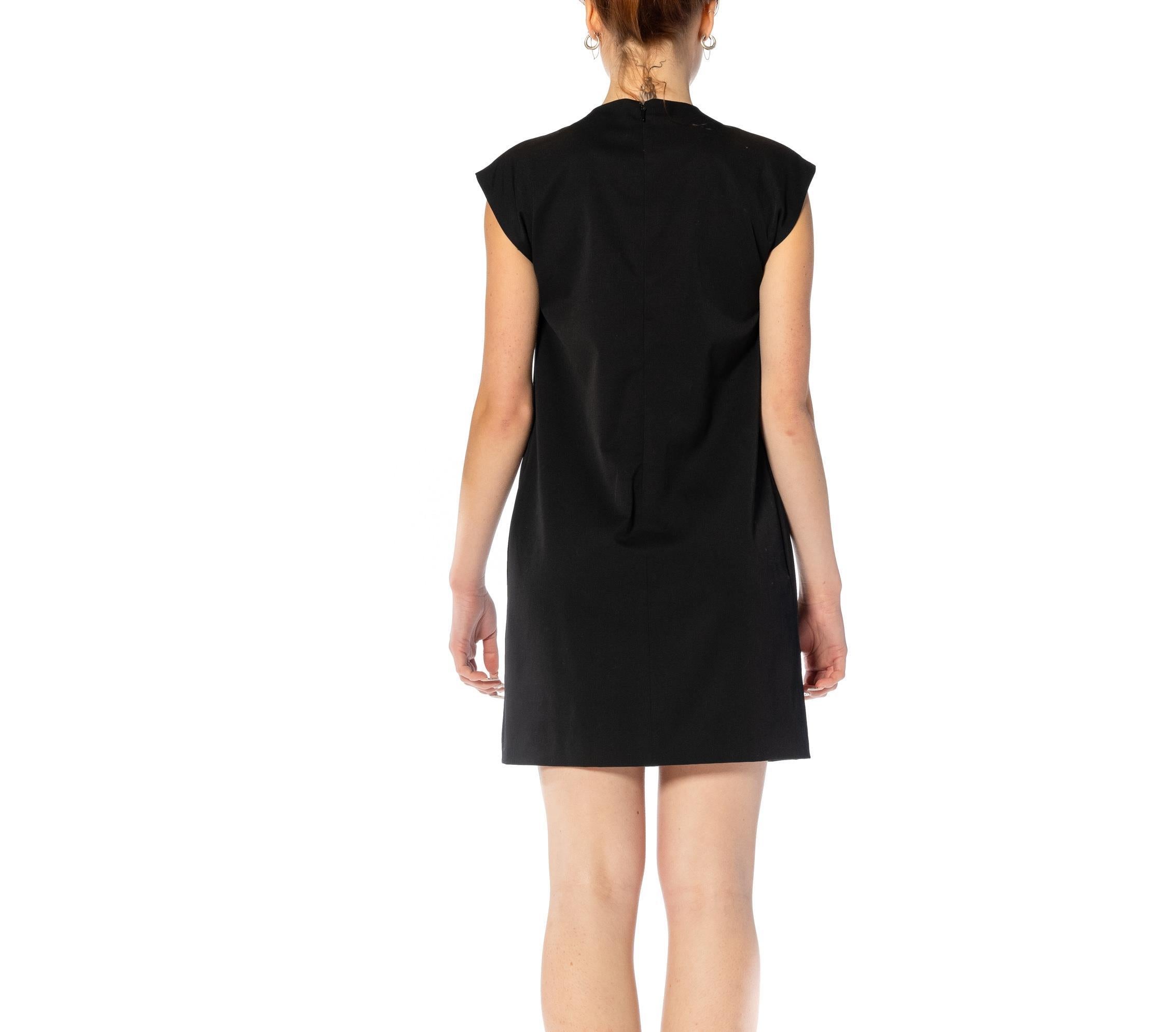 2000S GUCCI Black Wool Sleeveless Cocktail Dress With Asymmetrical Gathered Nec For Sale 5